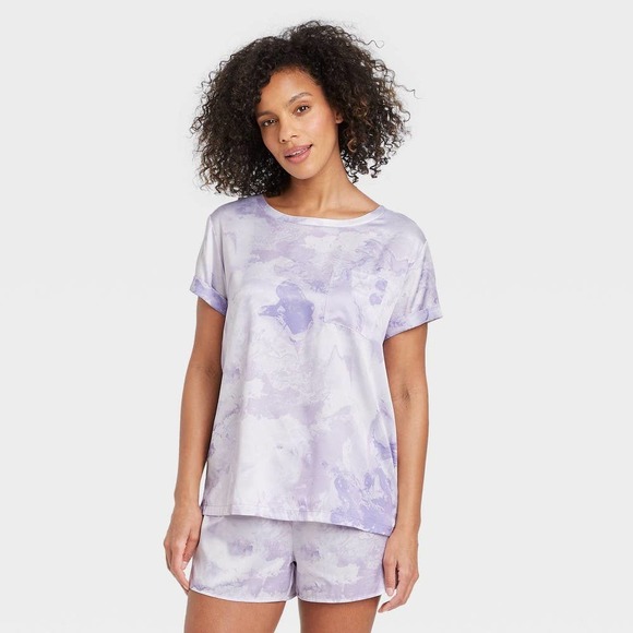 Stars Above Other - Stars Above Purple Tie-Dye Satin Sleep Pajama T-Shirt NWT Target $15 Size Large